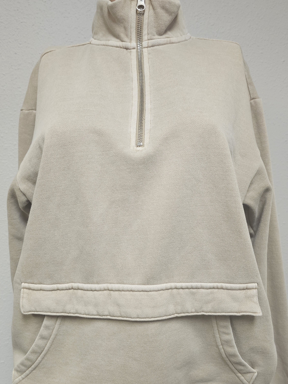 Original Use Women's Light Cream Half-Zip Pullover Hoodie